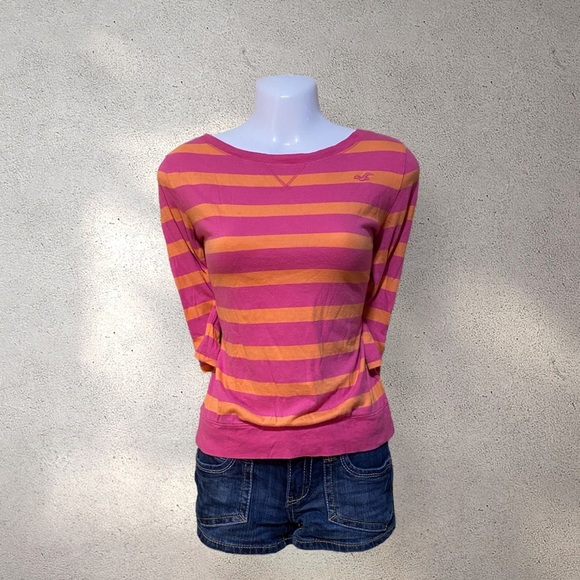 Hollister Tops - Vintage Hollister Co. Pink & Orange 3/4 Sleeves Top